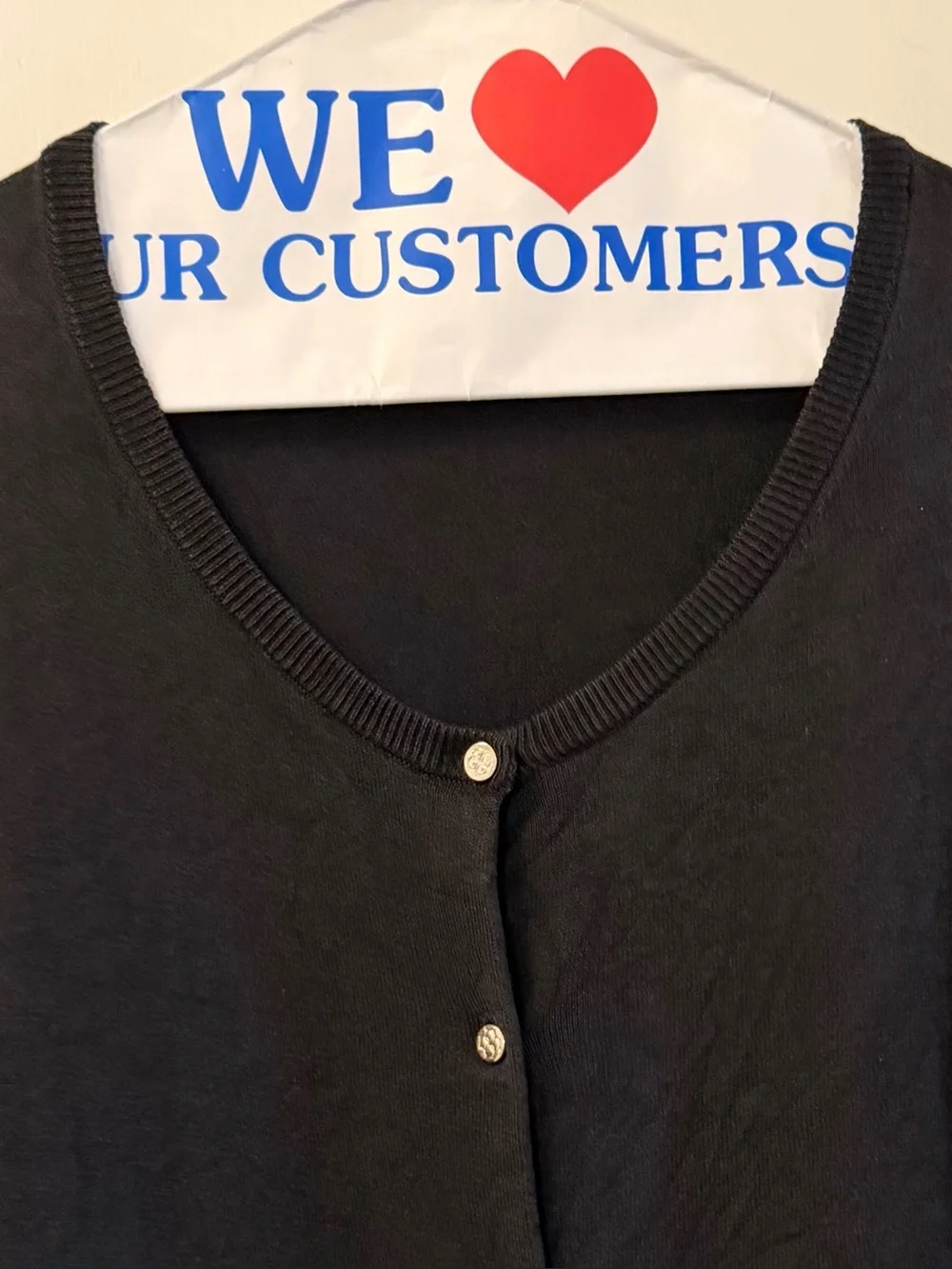 Ann Taylor Black Short-Sleeve Button-Front Top